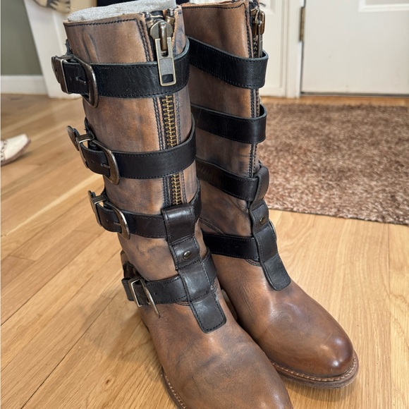 Freebird Brown Leather Buckle Boots 9 - Picture 2 of 8